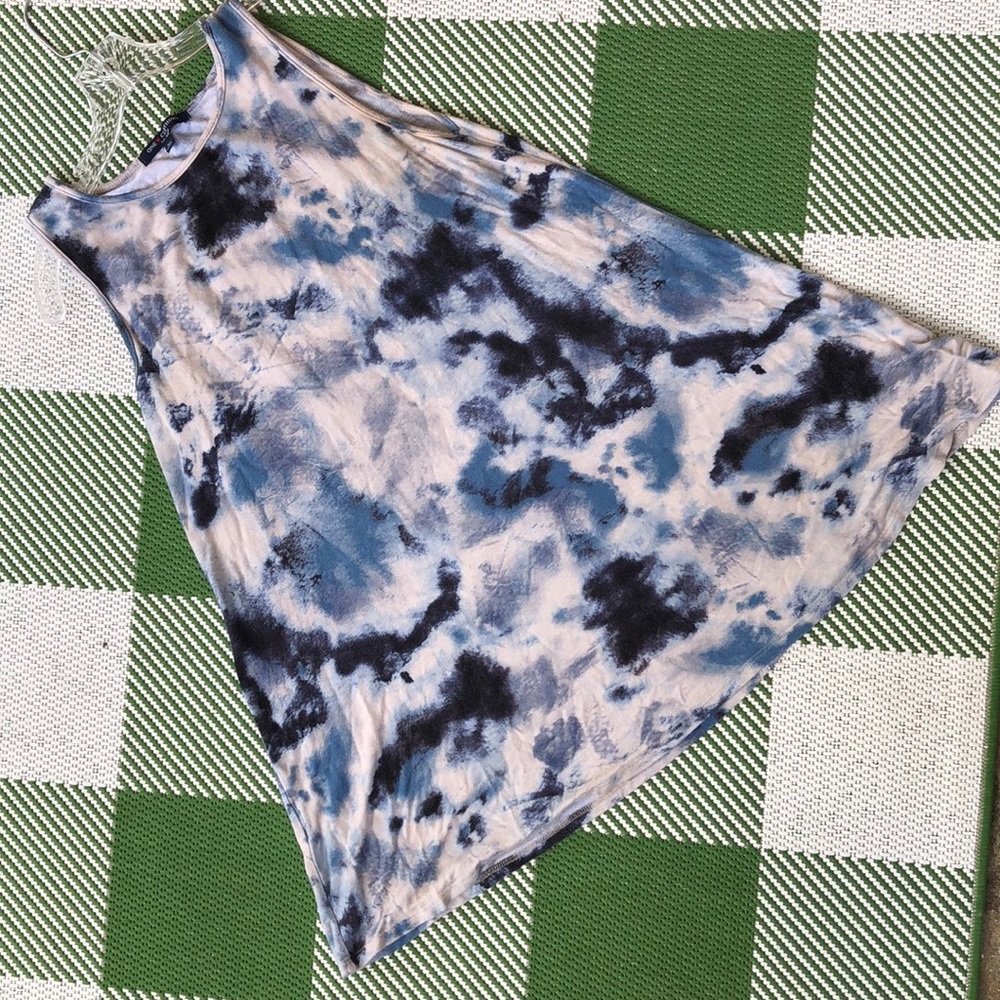 One Love Clothing blue tie dye tank style dress